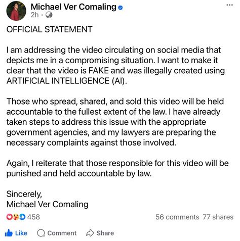 Michael Ver alleged video scandal deep fake .